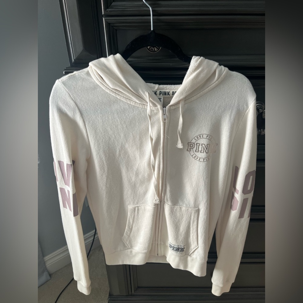 Cream White PINK Zip-up